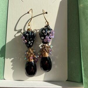 Elegant Lampwork Flower Earrings